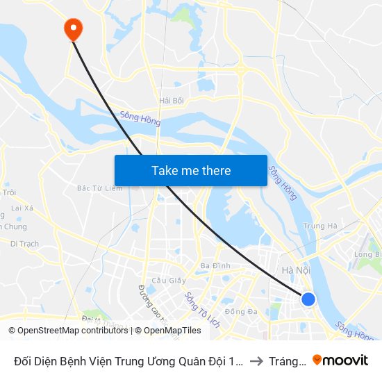 Đối Diện Bệnh Viện Trung Ương Quân Đội 108 - Trần Hưng Đạo to Tráng Việt map