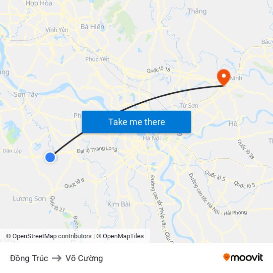 Đồng Trúc to Võ Cường map