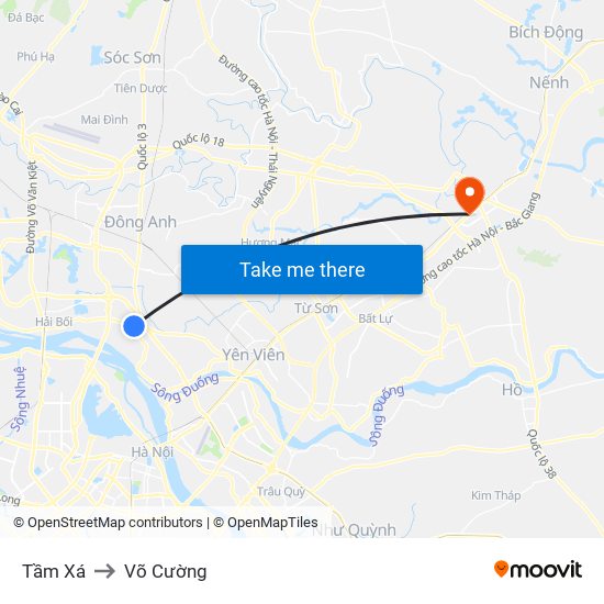 Tầm Xá to Võ Cường map