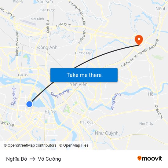 Nghĩa Đô to Võ Cường map