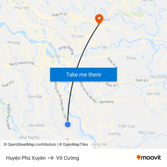 Huyện Phú Xuyên to Võ Cường map