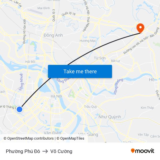 Phường Phú Đô to Võ Cường map