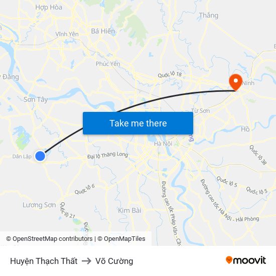 Huyện Thạch Thất to Võ Cường map