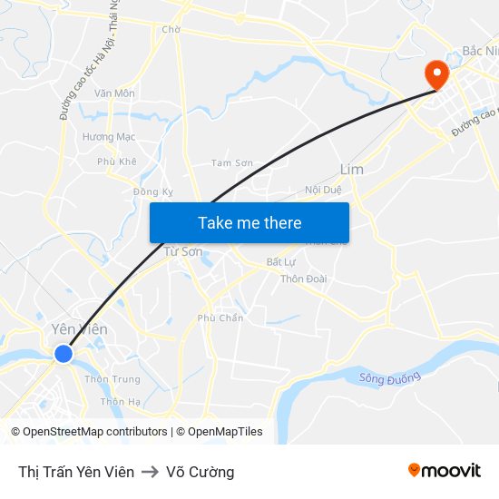 Thị Trấn Yên Viên to Võ Cường map