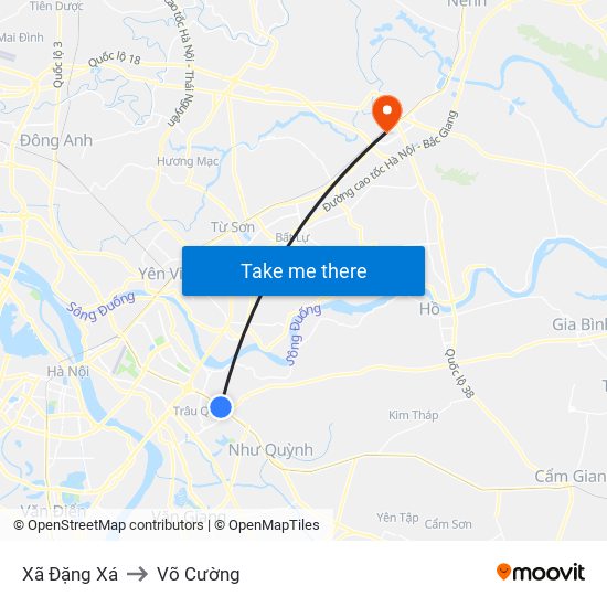 Xã Đặng Xá to Võ Cường map