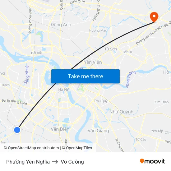 Phường Yên Nghĩa to Võ Cường map