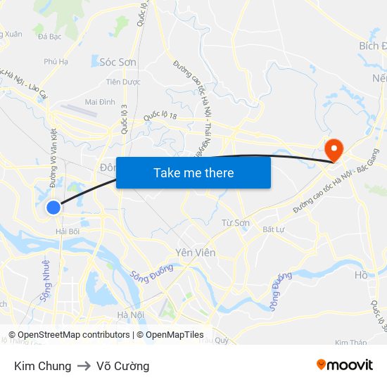 Kim Chung to Võ Cường map