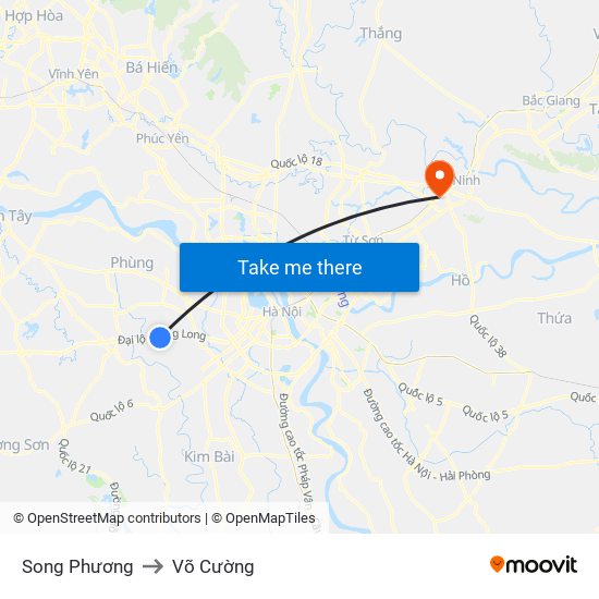 Song Phương to Võ Cường map