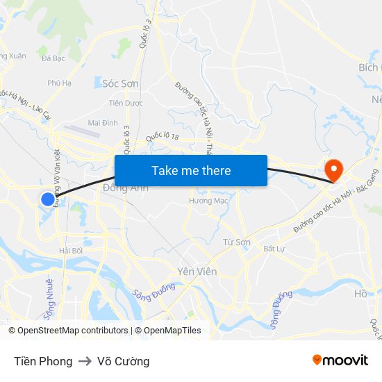 Tiền Phong to Võ Cường map