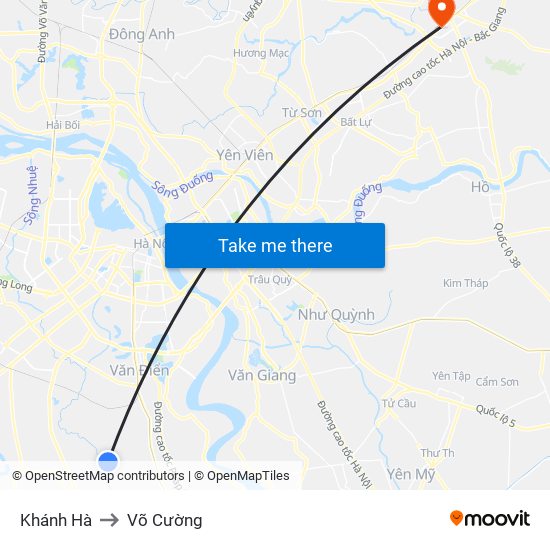 Khánh Hà to Võ Cường map