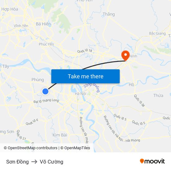 Sơn Đồng to Võ Cường map