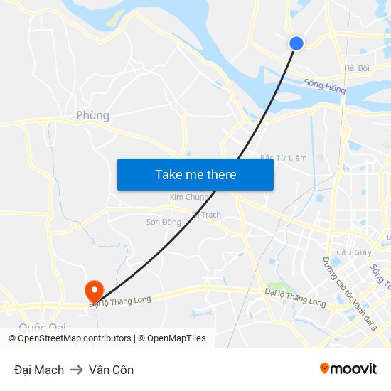 Đại Mạch to Vân Côn map