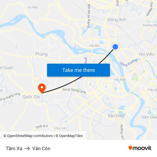 Tầm Xá to Vân Côn map