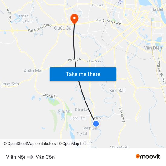 Viên Nội to Vân Côn map