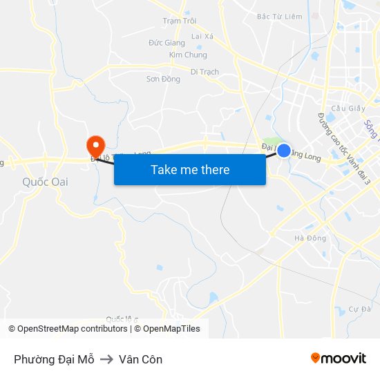 Phường Đại Mỗ to Vân Côn map