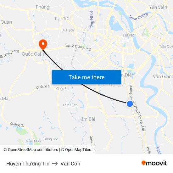 Huyện Thường Tín to Vân Côn map