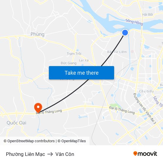 Phường Liên Mạc to Vân Côn map