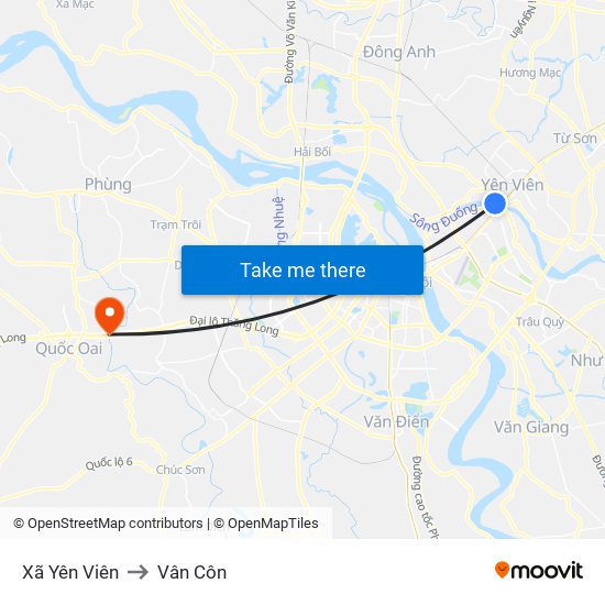 Xã Yên Viên to Vân Côn map