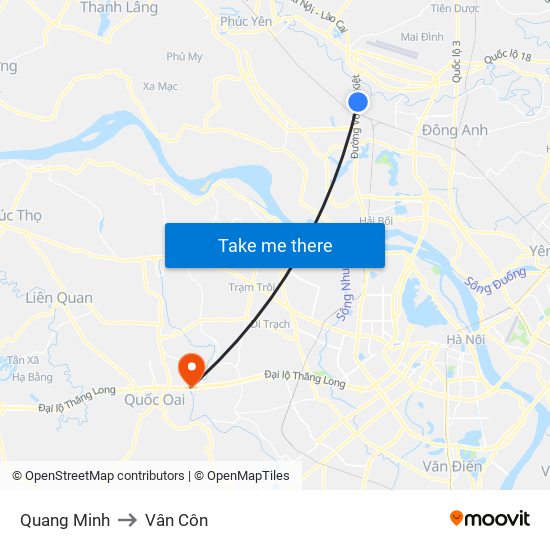 Quang Minh to Vân Côn map