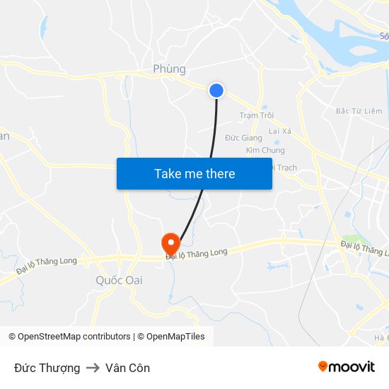 Đức Thượng to Vân Côn map