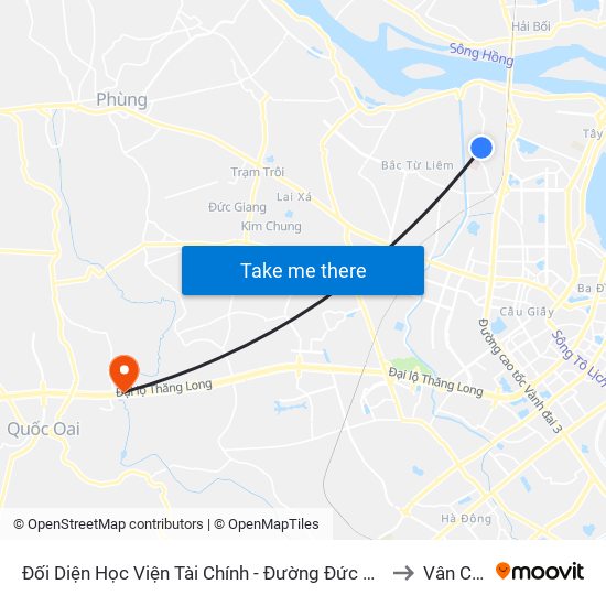 Đối Diện Học Viện Tài Chính - Đường Đức Thắng to Vân Côn map