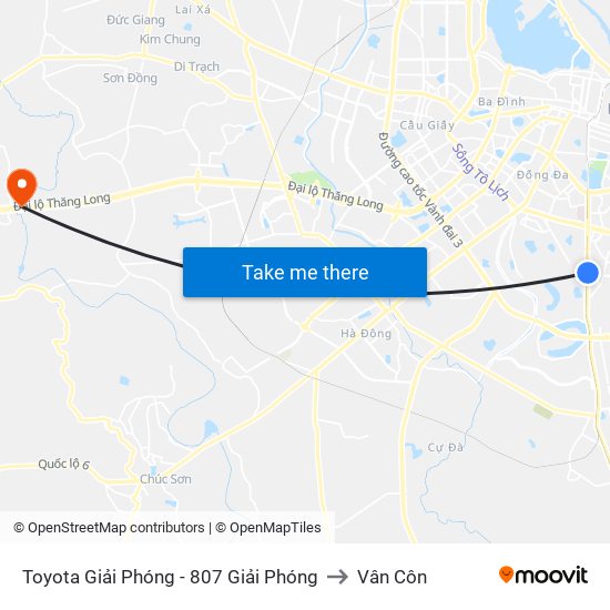 Toyota Giải Phóng - 807 Giải Phóng to Vân Côn map