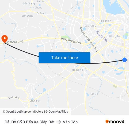 Dải Đỗ Số 3 Bến Xe Giáp Bát to Vân Côn map