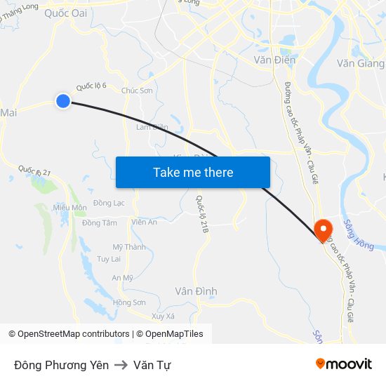 Đông Phương Yên to Văn Tự map