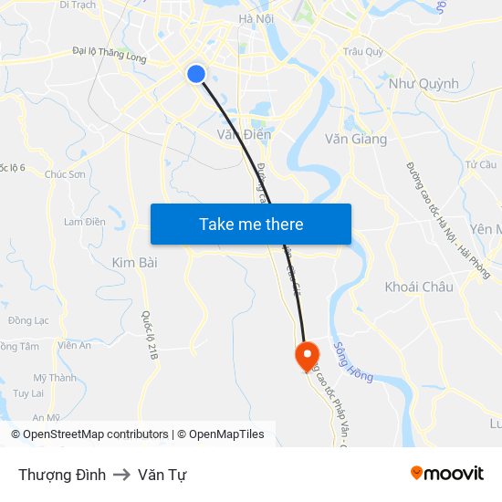 Thượng Đình to Văn Tự map