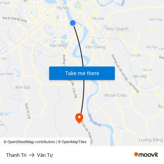 Thanh Trì to Văn Tự map