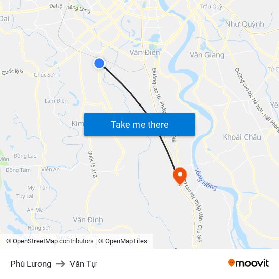 Phú Lương to Văn Tự map