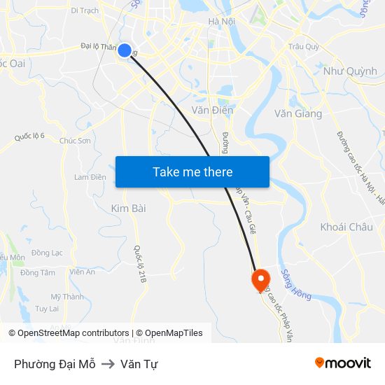 Phường Đại Mỗ to Văn Tự map