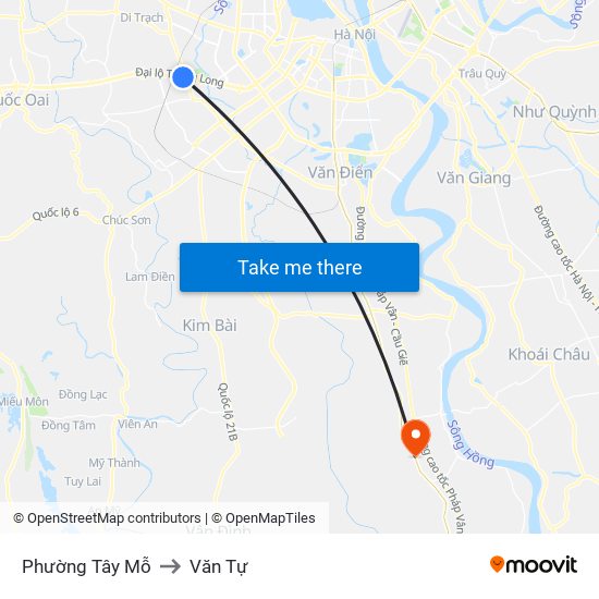 Phường Tây Mỗ to Văn Tự map