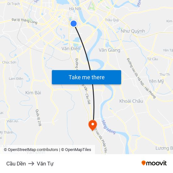 Cầu Dền to Văn Tự map