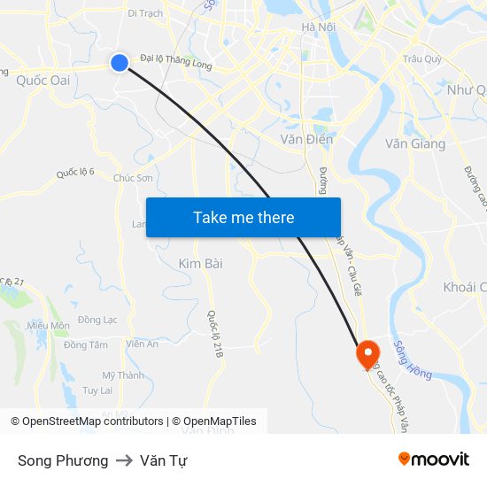 Song Phương to Văn Tự map