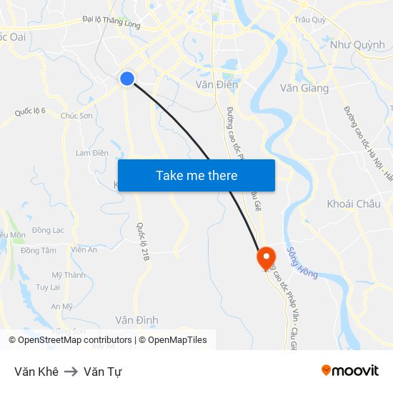 Văn Khê to Văn Tự map