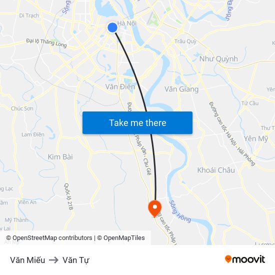 Văn Miếu to Văn Tự map