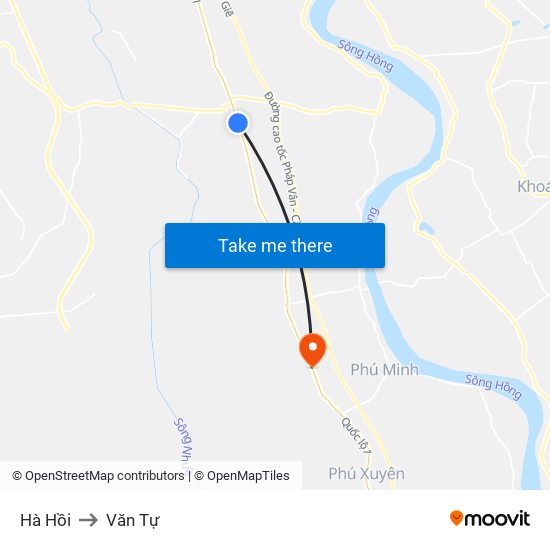 Hà Hồi to Văn Tự map