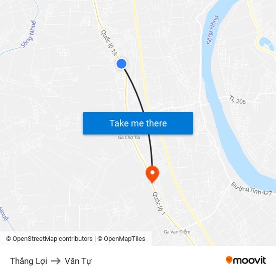 Thắng Lợi to Văn Tự map