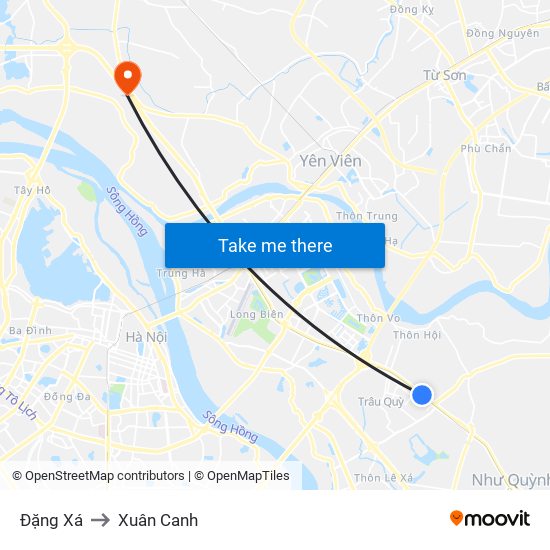 Đặng Xá to Xuân Canh map