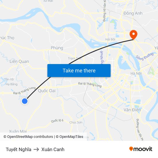 Tuyết Nghĩa to Xuân Canh map