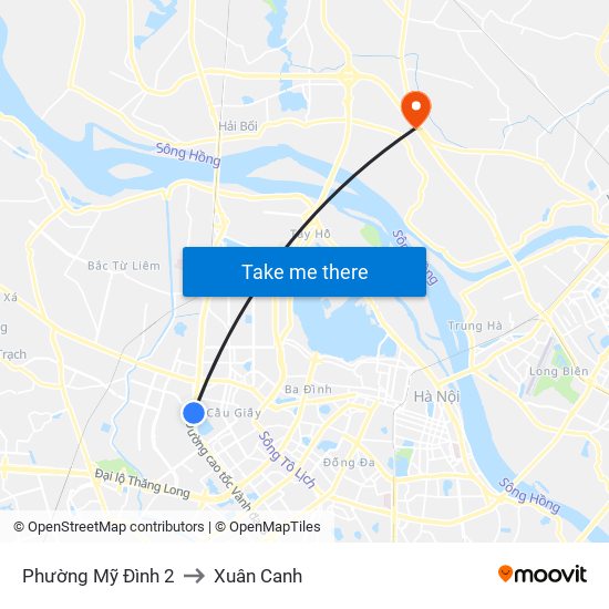 Phường Mỹ Đình 2 to Xuân Canh map