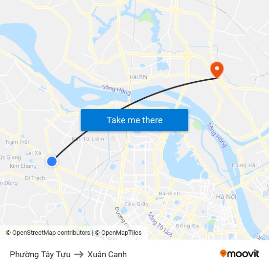 Phường Tây Tựu to Xuân Canh map