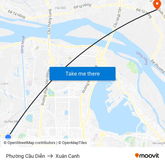 Phường Cầu Diễn to Xuân Canh map