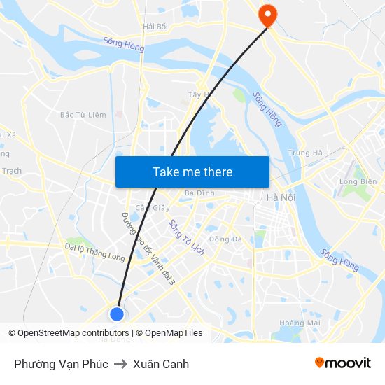 Phường Vạn Phúc to Xuân Canh map