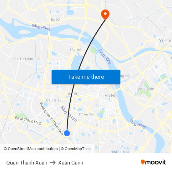 Quận Thanh Xuân to Xuân Canh map