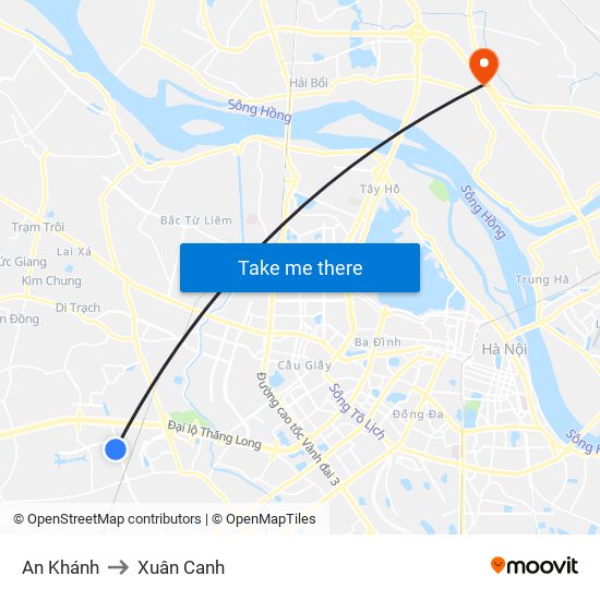 An Khánh to Xuân Canh map