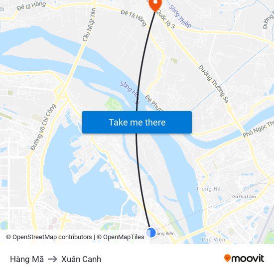 Hàng Mã to Xuân Canh map