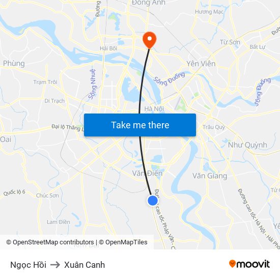 Ngọc Hồi to Xuân Canh map