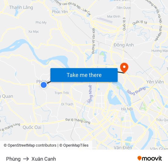 Phùng to Xuân Canh map